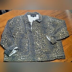 White Birch Women's Leopard Print Jean Jacket